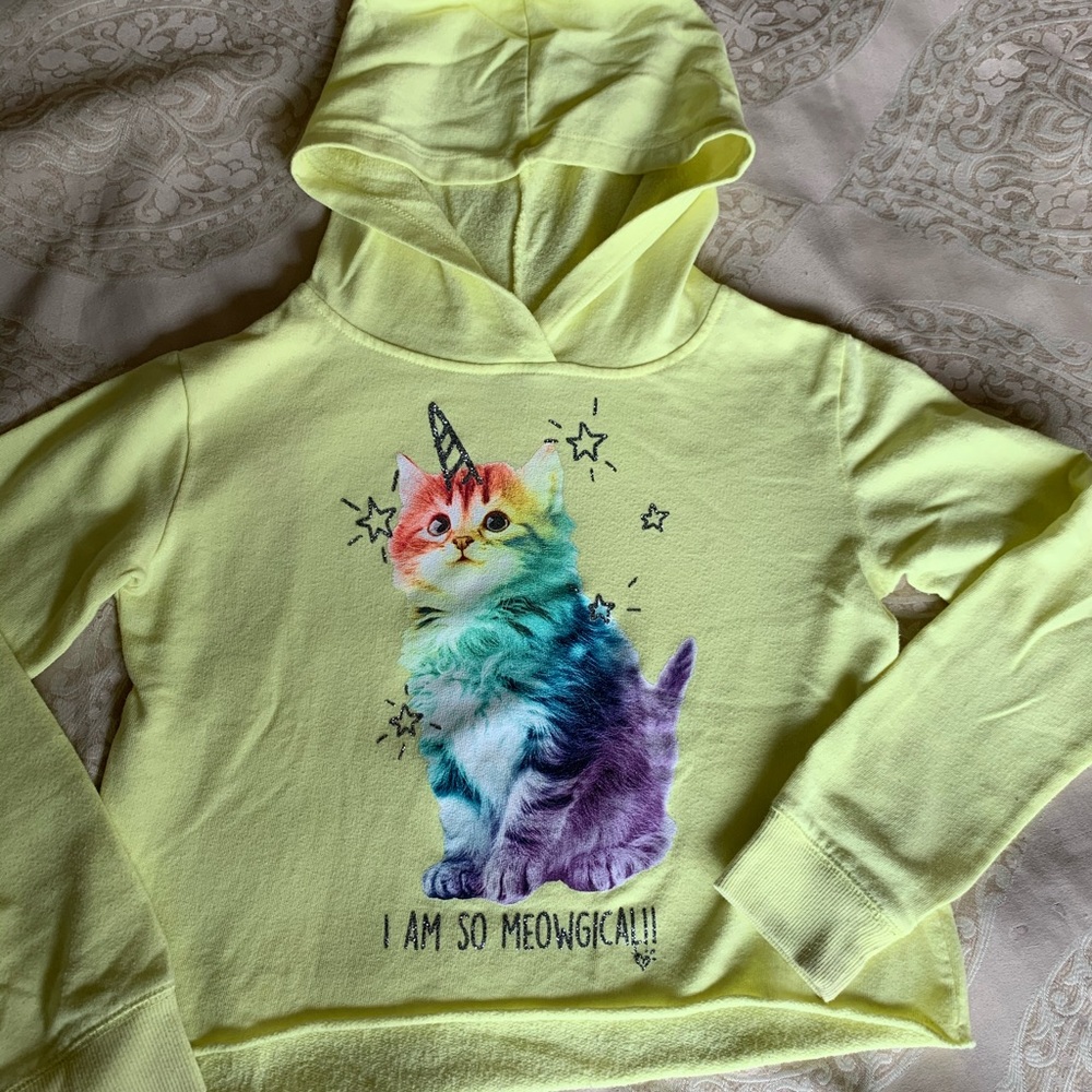 Justice Active Yellow Kitty Sweatshirt